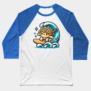 Kawaii Ramen Noodle Surfing Baseball T-Shirt
